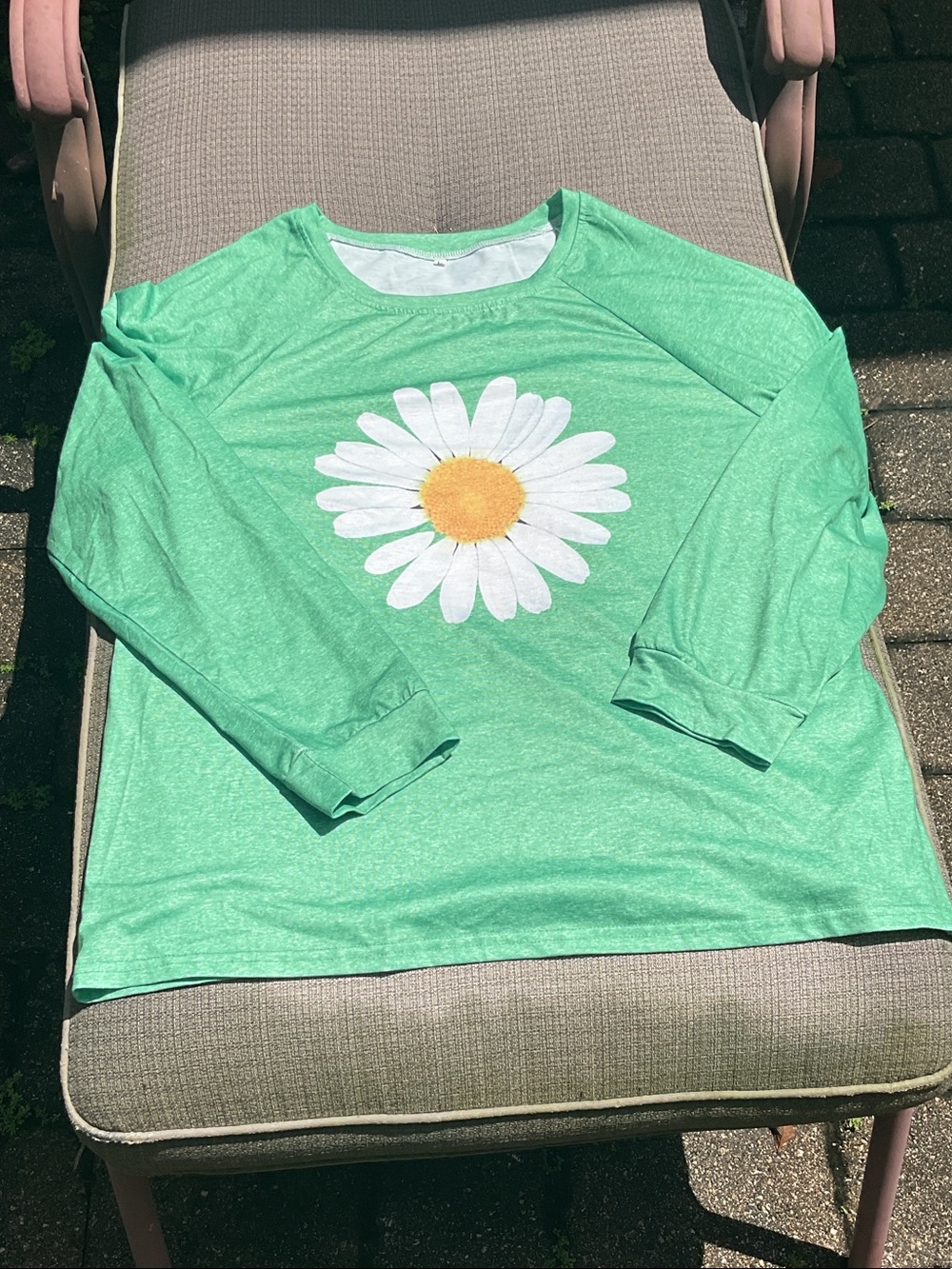 Mint Green Long-Sleeve Daisy Graphic Tee